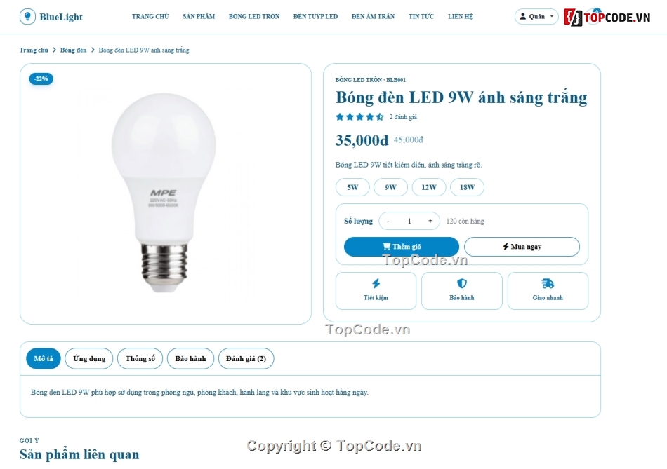 bán website,thiết bị,web bán bóng đèn